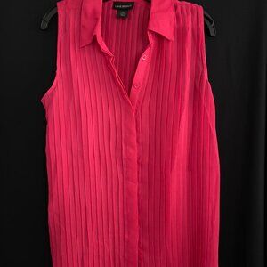 NWOT- Lane Bryant Women's sleeveless sheer pleated pink blouse Size 14
